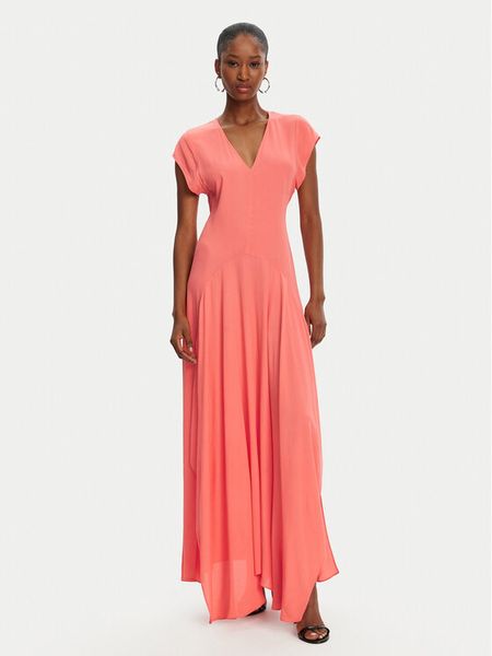 Patrizia Pepe Sukienka koktajlowa 2A2936 A8I1 R854 Koralowy Regular Fit. Pomarańczowe sukienki damskie Patrizia Pepe, bez wzorów, z wiskozy, wizytowe, bez kołnierzyka, bez ramiączek. Za 899.99 zł.