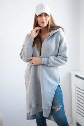 Bluza ocieplana z rozcięciami na bokach szara. Szare bluzy damskie KESI, l, bez wzorów, z bawełny, bez ramiączek, bez kaptura. Za 284.37 zł.
