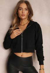 Czarna Bluza Zasuwana z Kapturem Bikatu. Czarne bluzy damskie Renee, xl, bez wzorów, z tkaniny, sportowe, bez ramiączek, z kapturem. Za 39.99 zł.