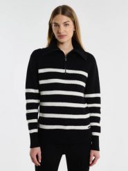 Sweter damski w czarno-białe paski rozpinany z dodatkiem kaszmiru Stripalia 906. Czarne kardigany damskie BIG STAR, na lato, l, bez wzorów, z jeansu, eleganckie, bez kołnierzyka. W wyprzedaży za 209.99 zł.