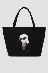 KARL LAGERFELD Czarna shopperka damska Ikon Aquarelle. Czarne shopperki damskie KARL LAGERFELD, bez wzorów, z materiału, bez dodatków. W wyprzedaży za 339.99 zł.