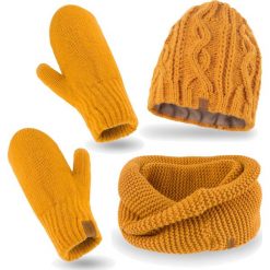 Nandy Nandy Damski Komplet Zimowy Czapka Komin Rękawiczki - Zest-Ckr-18505-Miod. Czapki damskie Nandy, na zimę, bez wzorów. Za 120.80 zł.