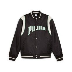Kurtka z dresu Puma Team Varsity. Czarne kurtki sportowe damskie Puma, s, z aplikacjami, z dresówki, bez ramiączek, bez kaptura. Za 408.00 zł.