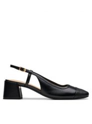 Clarks Czółenka Nyta45 Sling 26181320 Czarny. Czarne czółenka damskie Clarks, bez wzorów, ze skóry, bez obcasa, bez zapięcia. Za 339.99 zł.