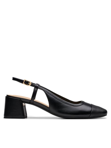 Clarks Czółenka Nyta45 Sling 26181320 Czarny. Czarne czółenka damskie Clarks, bez wzorów, ze skóry, bez obcasa, bez zapięcia. Za 339.99 zł.