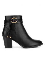 Clara Barson Botki CEO-WS6628-01 Czarny. Czarne botki damskie Clara Barson, bez wzorów, z materiału, bez obcasa, na słupku, bez zapięcia. Za 169.99 zł.