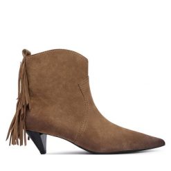 Botki PINKO. Brązowe botki damskie Pinko, bez wzorów, bez obcasa, na płaskiej podeszwie, bez zapięcia. Za 1,399.00 zł.