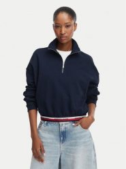Tommy Jeans Bluza DW0DW23144 Granatowy Regular Fit. Niebieskie bluzy damskie Tommy Jeans, s, bez wzorów, z bawełny, bez ramiączek, bez kaptura. Za 449.99 zł.