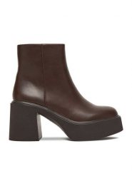 DeeZee Botki CEO-XT1122 Brązowy. Brązowe botki damskie DeeZee, bez wzorów, z materiału, bez obcasa, na słupku, bez zapięcia. Za 179.99 zł.