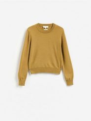 Sweter z wełny merino - oliwkowy. Zielone swetry nierozpinane damskie Reserved, l, bez wzorów, z wełny, bez kołnierzyka, bez ramiączek. Za 199.99 zł.