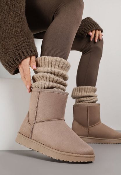 Ciemnobeżowe Śniegowce Ozdobione Przeszyciem Retila. Brązowe śniegowce damskie Born2be, z jeansu, bez zapięcia. Za 79.99 zł.