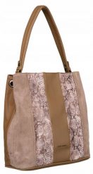 Shopperka j. brązowy David Jones 6885-4. Brązowe shopperki damskie David Jones, bez wzorów, ze skóry ekologicznej, bez dodatków. Za 149.99 zł.