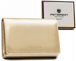 Portfel damski Peterson PTN 013-HRH złoty. Żółte portfele damskie Peterson, ze skóry ekologicznej. Za 99.00 zł.
