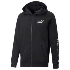 Męska Bluza Z Kapturem Essential+ Taped Full Zip. Czarne bluzy męskie Puma, m, bez wzorów, bez ramiączek, z kapturem. Za 305.99 zł.