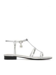 GINO ROSSI Sandały CEO-ROSE-LT22866-1 Srebrny. Szare sandały damskie Gino Rossi, bez wzorów, ze skóry, bez obcasa, na płaskiej podeszwie, bez zapięcia. Za 299.99 zł.