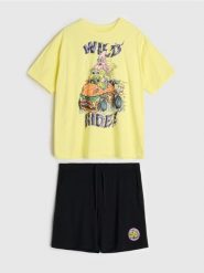 Bawełniana piżama dwuczęściowa SpongeBob - wielobarwny. Piżamy męskie Sinsay, l, bez wzorów, z bawełny, bez kołnierzyka, bez ramiączek. Za 45.99 zł.