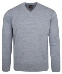 Męski Sweter z Wełną - Devir - V-neck - Błękitno-Popielaty Melanż. Szare swetry męskie Devir, m, bez wzorów, z tkaniny, biznesowe, bez kołnierzyka, bez ramiączek. Za 145.00 zł.