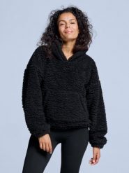 Bluza z kapturem Fluffy - damska - na cztery pory roku - Teddy - czarna. Czarne bluzy damskie POEDERBAAS, m, bez wzorów, z materiału, eleganckie, bez ramiączek, z kapturem. Za 199.42 zł.
