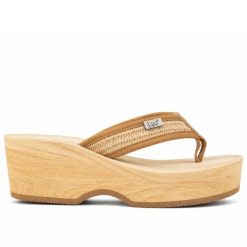 Klapki japonki damskie Lee VIRGINIA RAFFIA WOMEN BULKY HEEL. Brązowe klapki damskie Lee, na lato, bez wzorów, z materiału, klasyczne, z otwartym noskiem, bez obcasa, na koturnie, bez zapięcia. Za 109.00 zł.