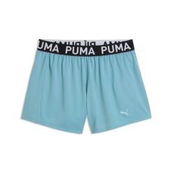 Shorty damski Puma Strong. Niebieskie szorty damskie Puma, bez wzorów, z dzianiny, sportowe. Za 180.50 zł.