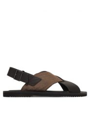 Emporio Armani Sandały EM004323 AF25617 M6354 Brązowy. Brązowe sandały męskie Emporio Armani, bez wzorów, ze skóry, bez zapięcia. Za 1,069.00 zł.