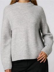 Sweter basic - szary. Szare swetry nierozpinane damskie Sinsay, l, bez wzorów, bez kołnierzyka, bez ramiączek. Za 49.99 zł.