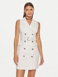 Guess Sukienka koktajlowa W4YK92 D5EZ0 Biały Slim Fit. Białe sukienki damskie Guess, m, z aplikacjami, z bawełny, wizytowe, bez kołnierzyka, bez ramiączek. Za 359.99 zł.