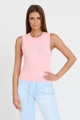 JUICY COUTURE Różowy top Blaine Juicy Script. Czerwone topy damskie Juicy Couture, s, bez wzorów, bez kołnierzyka, bez ramiączek. W wyprzedaży za 145.99 zł.