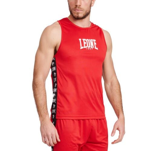 Tank top Leone Ambassador. Czerwone koszulki sportowe damskie LEONE 1947, bez wzorów, bez ramiączek, na fitness i siłownię. W wyprzedaży za 103.30 zł.