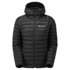 Kurtka puchowa damska z kapturem Montane Anti-freeze. Czarne kurtki sportowe damskie Montane, m, bez wzorów, z nylonu, bez ramiączek, z kapturem, trekkingowe. Za 913.25 zł.