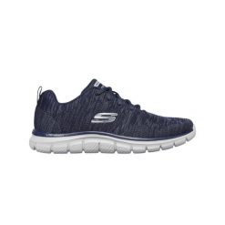 Buty sportowe Skechers z wygodą Memory Foam. Niebieskie buty sportowe męskie Skechers, bez wzorów, z syntetyku, bez zapięcia, do biegania. Za 238.99 zł.