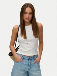 Vero Moda Top Naja 10341964 Biały Slim Fit. Białe topy damskie Vero Moda, l, bez wzorów, z bawełny, bez kołnierzyka, bez ramiączek. Za 89.99 zł.