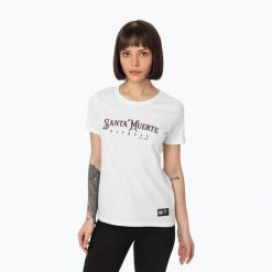 Koszulka damska Pitbull Santa Muerte Rose. Białe koszulki sportowe damskie PITBULL, xs, bez wzorów, bez ramiączek. Za 79.99 zł.