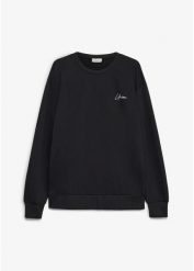 Bluza z czystej bawełny organicznej, loose fit. Czarne bluzy męskie bonprix, m, bez wzorów, z bawełny, bez ramiączek, bez kaptura. Za 84.99 zł.