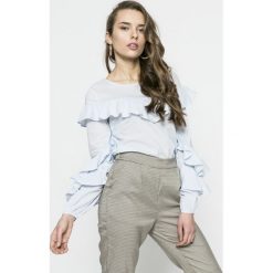 Vila - Bluzka Tampa. Niebieskie bluzki damskie Vila, l, bez wzorów, z bawełny, casualowe, bez kołnierzyka, bez ramiączek. W wyprzedaży za 39.90 zł.