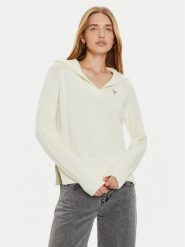 Guess Jeans Sweter W4BR14 Z3HM1 Écru Regular Fit. Swetry nierozpinane damskie Guess Jeans, xs, z aplikacjami, z bawełny, bez kołnierzyka, bez ramiączek. Za 219.99 zł.