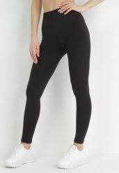 Czarne Legginsy z Gumką w Pasie z Regularnym Stanem Timalanie. Czarne legginsy damskie Born2be, bez wzorów, z dzianiny. Za 19.99 zł.