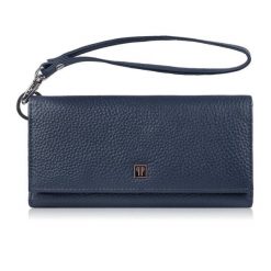 Duży portfel damski skórzany granatowy z miejscem na telefon kopertówka Paolo Peruzzi T-141-NV. Niebieskie portfele damskie Paolo Peruzzi, ze skóry. Za 89.00 zł.