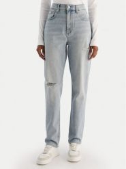 Calvin Klein Jeans Jeansy New Mom Jean Bowery Destroyed LV047D722G Niebieski Mom Fit. Niebieskie jeansy damskie Calvin Klein Jeans, bez wzorów, z bawełny. Za 519.99 zł.