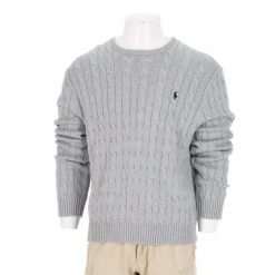 Second life - Polo Ralph Lauren Sweter Męski Kabel Szary - Jak nowy. Szare swetry męskie Ralph Lauren, l, bez wzorów, z dzianiny, eleganckie, bez kołnierzyka, bez ramiączek. Za 255.56 zł.