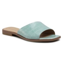 Klapki Lasocki. Zielone klapki damskie Lasocki, bez wzorów, bez obcasa, bez zapięcia. Za 57.99 zł.