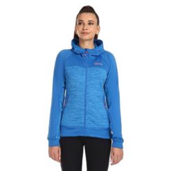 Bluza damska Kilpi Layana. Niebieskie bluzy damskie Kilpi, s, bez wzorów, z dzianiny, sportowe, bez ramiączek, z kapturem. Za 215.49 zł.