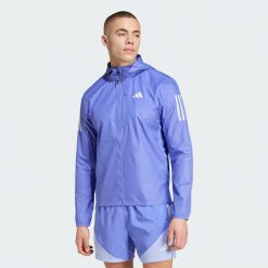Kurtka Own The Run. Niebieskie kurtki męskie Adidas, s, bez wzorów, bez kaptura, do biegania. Za 349.00 zł.