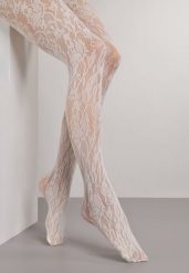 Beżowe Rajstopy Koronkowe w Eleganckim Stylu Fihanoriel. Brązowe rajstopy i pończochy Renee, bez wzorów, z koronki. Za 24.99 zł.