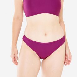 Dół kostiumu kąpielowego surfingowego damski Olaian Lulu teksturowany. Fioletowe bikini OLAIAN, bez wzorów, z elastanu. W wyprzedaży za 24.99 zł.