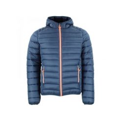 Cienka kurtka z kapturem Peak Mountain. Niebieskie kurtki męskie Peak Mountain, bez wzorów, z puchu, sportowe, z kapturem. W wyprzedaży za 319.00 zł.