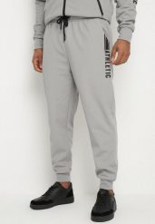 Szare Spodnie Dresowe Typu Jogger z Kieszeniami Zdobione Nadrukami Mepessa. Szare spodnie materiałowe męskie Born2be, m, z aplikacjami, z dresówki. Za 59.99 zł.