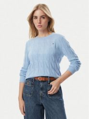 Tommy Hilfiger Sweter WW0WW43586 Niebieski jasny Regular Fit. Niebieskie swetry nierozpinane damskie Tommy Hilfiger, m, bez wzorów, bez kołnierzyka, bez ramiączek. Za 649.99 zł.