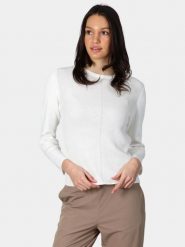 Sweter Damski Luhta Huopioniemi. Białe swetry nierozpinane damskie Luhta, m, bez wzorów, z bawełny, eleganckie, bez kołnierzyka, bez ramiączek. Za 449.00 zł.