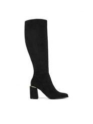 Nine West Kozaki WFA2999-1 Czarny. Czarne kozaki damskie Nine West, bez wzorów, z materiału, bez obcasa, na słupku, bez zapięcia. Za 359.99 zł.